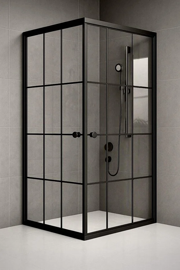 Duşakabin Kare Siyah Çizgi